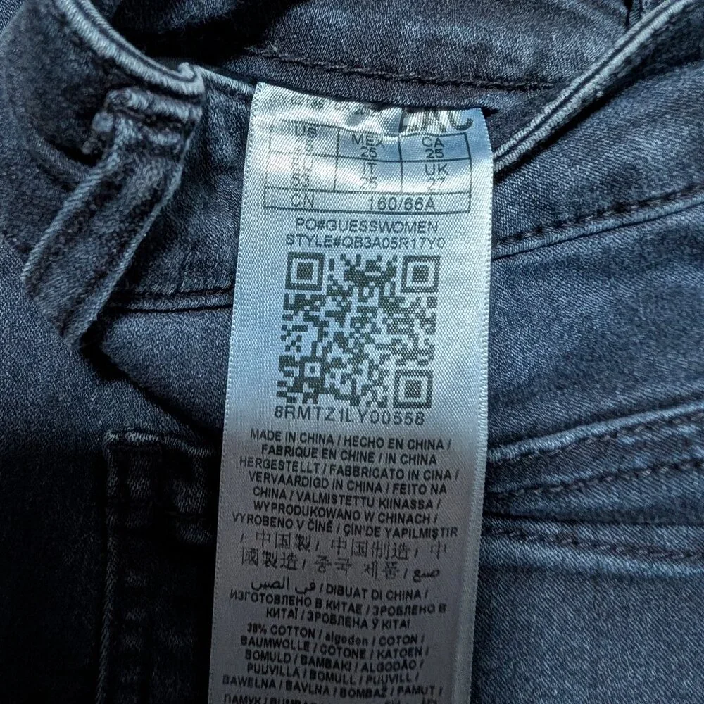 Guess Dark Wash‎ Skinny Jeans Iconic Triangle Logo Cotton Denim Women's 25